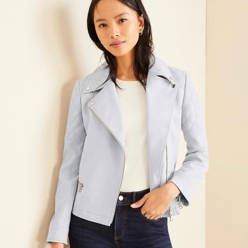 Ann Taylor Women’s Quilted Moto Style Jacket Zip-Up Career Casual NWT Size Small